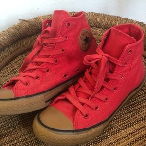 Red Hightop Converse w/ Gum Sole